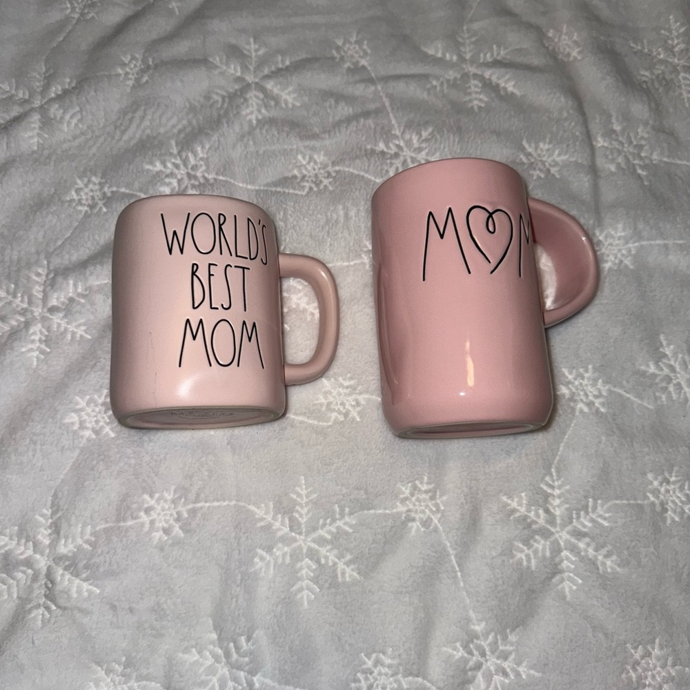 Rae Dunn Pink Mugs - World's Best Mom & Heart Mom